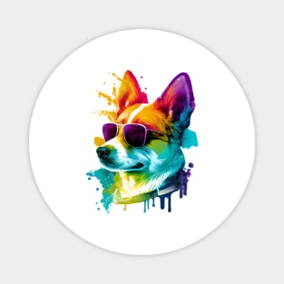 Colourful Cool Corgi Dog with Sunglasses Magnet